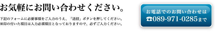 お電話でのお問い合わせは089-971-0285まで